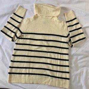 Old Navy-gently used woman’s Medium Tall cream and black striped sweater.
